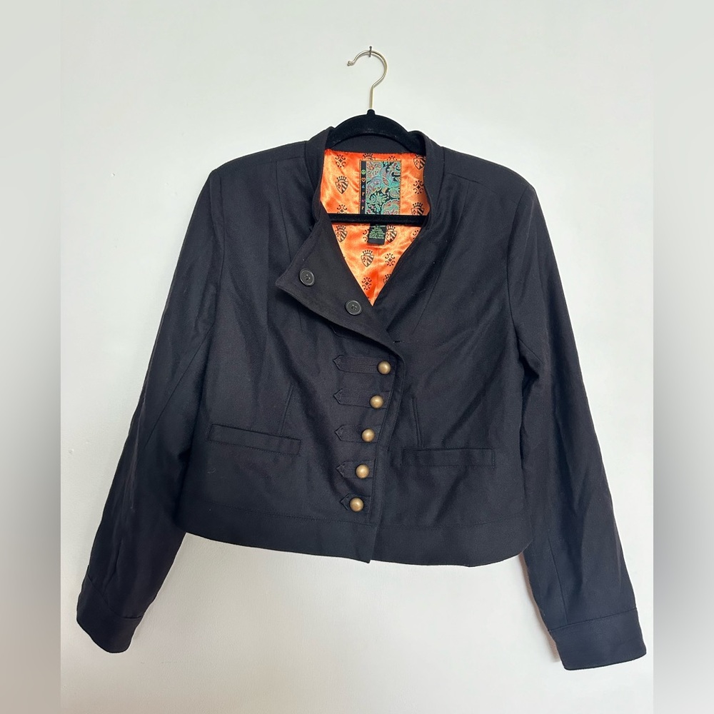 2OH Threads-Two Old Hippies Black Wool Military Blazer Jacket